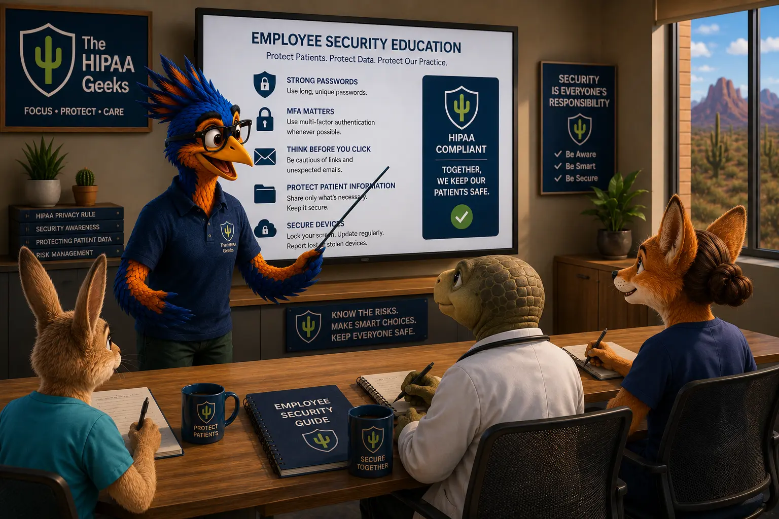 Employee security education for healthcare offices
